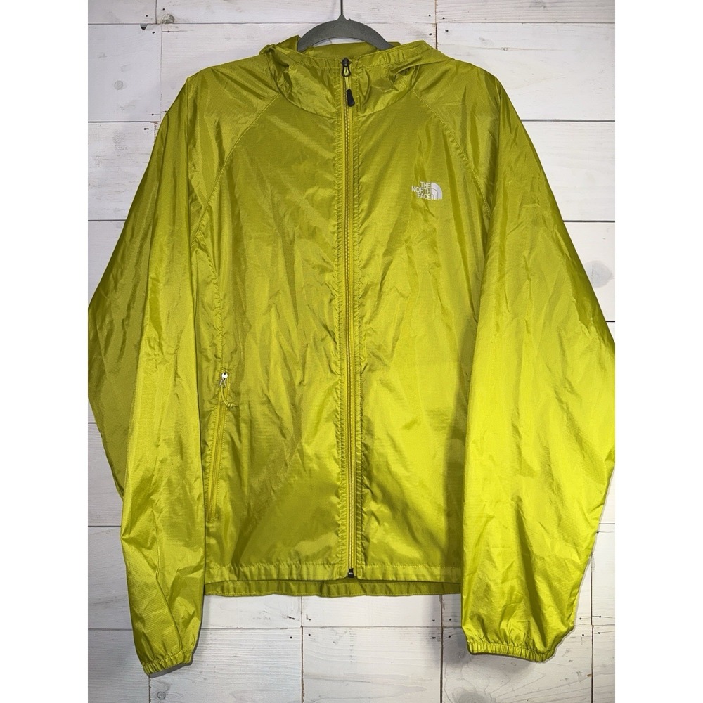 THE NORTH FACE Men's Full Zip Hooded Green Nylon Windbreaker Jacket Size Large